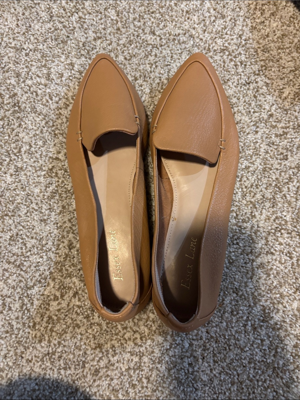 Essex Lane Pointed Toe Loafers in Camel Brown